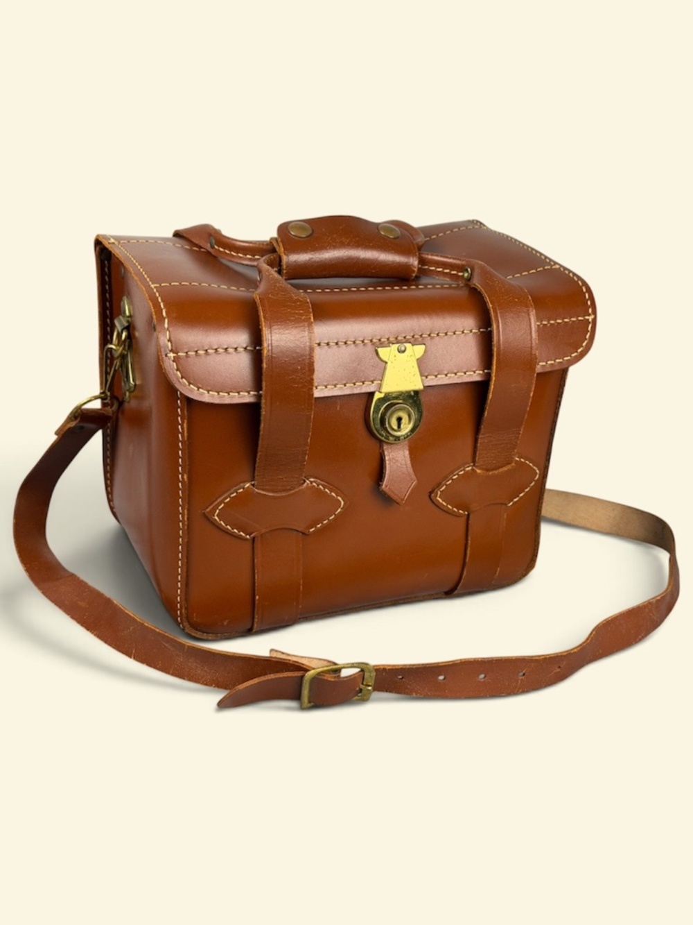Vintage Genuine Top Grain Cowhide Brown Leather Camera/Field Bag Satchel 623 USA